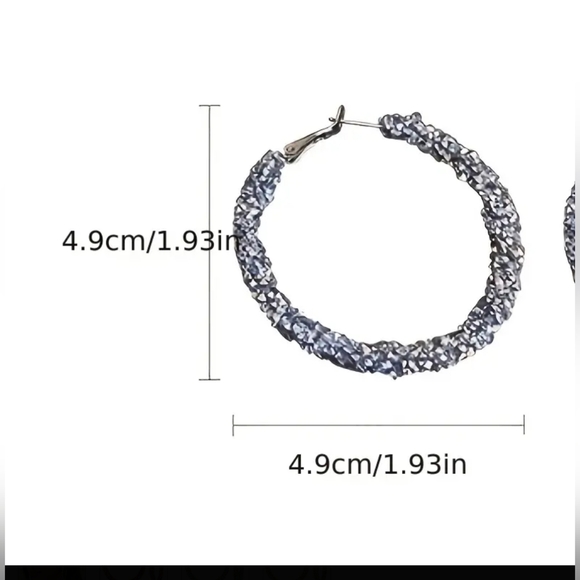 Rhinestone Hoop Earrings - Picture 3 of 3